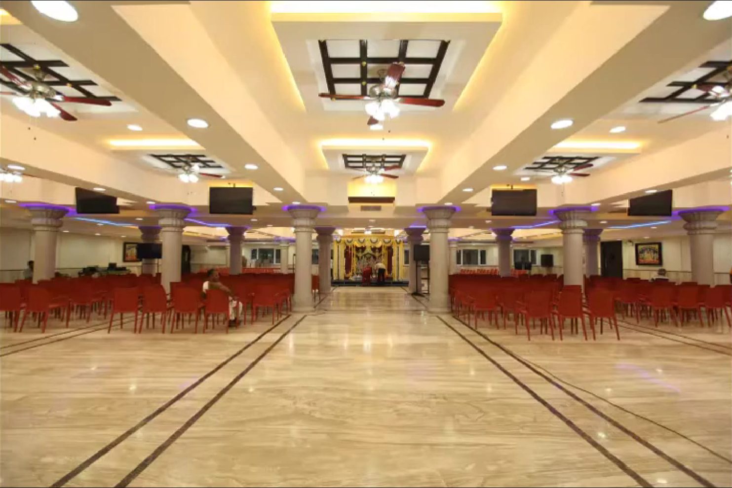 Banquet hall set up for a family function at New Woodlands Hotel